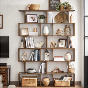 Vasagle Polica/regál na knihy PRESTON, 70x24x190,5cm, hnedá