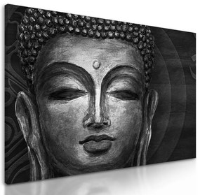 Obraz meditujúci Budha v čiernobielom prevedení