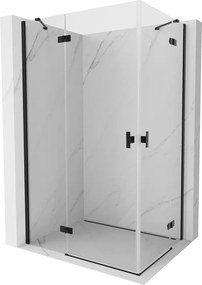 Mexen Mist-H Duo, 2-krídlový výklopný sprchový kút 115 x 90 cm, číre sklo, čierny profil, 8A5-115L-090P-70-00