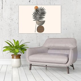 Obraz - Abstrakcia s palmovým listom (90x60 cm)