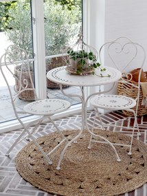 Krémová antik záhradná súprava stôl a 2 stoličky - Ø 60*74 / 2x 50*37*94 cm