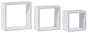 Polička nástěnná, sada 3 ks, MDF, barva bílá matná, baleno v ochranné fólii