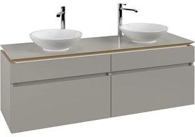 VILLEROY &amp; BOCH Legato závesná skrinka pod dve umývadlá na dosku, 4 zásuvky, 1600 x 500 x 550 mm, Soft Grey, B60000VK