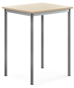 Stôl SONITUS, 700x600x900 mm, HPL - breza, strieborná