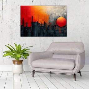 Obraz - Abstraktná maľba mesta (90x60 cm)