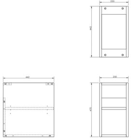 Mexen Box-A, otvorená skrinka s policou 25 cm, orech, 91AX2-0250-470-0-86