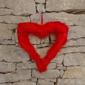 DECOLED Srdce z peria, 37 cm, červené