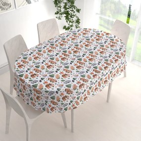 Biante Detský bavlnený oválny obrus Sandra SA-282 Veveričky a lesní kamaráti 140x160 cm