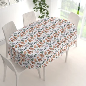 Biante Detský bavlnený oválny obrus Sandra SA-282 Veveričky a lesní kamaráti 100x140 cm