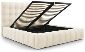 Béžová čalúnená dvojlôžková posteľ s úložným priestorom s roštom 200x200 cm Bali – Cosmopolitan Design