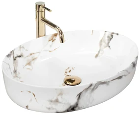Rea Queen Carrara, umývadlo na dosku 55x42 cm, imitácia kameňa, REA-U1232