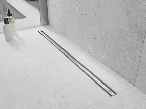 MEXEN Flat nerezový sprchový žľab s rotačným 360° sifónom 130 cm, vzor SLIM, nerezová, 1041130