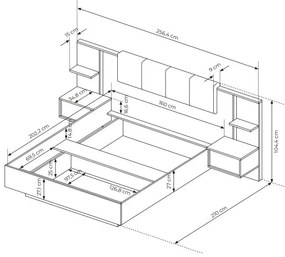 Manželská posteľ 160 cm s nočnými stolíkmi Danton K (s úložným priestorom) (bez matraca a roštu) (béžová). Vlastná spoľahlivá doprava až k Vám domov. 1071334
