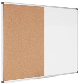 Popisovacia magnetická tabuľa a korková nástenka, kombinovaná, 900 x 600 mm