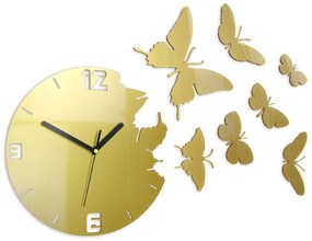 3D nalepovacie hodiny Butterfly zlaté