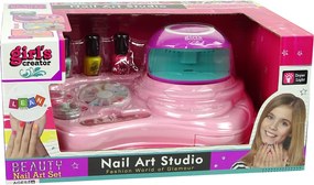 LEAN Toys Sada lakov na nechty s trblietkami lampou a nálepkami