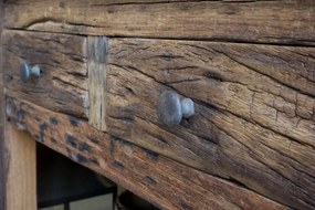 Hnedý antik konzolový stôl Grimaud s 2 zásuvkami z recyklovaného dreva – 80*44*80 cm