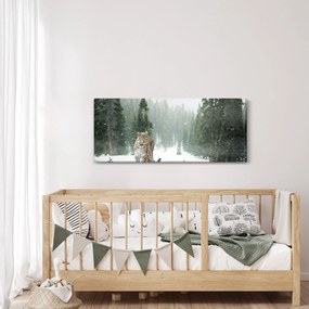 Obraz leoparda v snehu (120x50 cm)