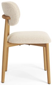 ALDO Krémová (látka Monza 90) / lakovaný dubový rám – DREVENÁ BOUCLÉ STOLIČKA DO OBÝVAČKY, JEDÁLNE A KUCHYNE V RETRO ŠTÝLE