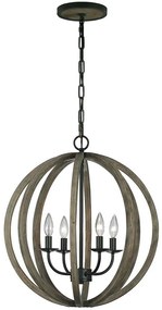 Elstead FE-ALLIER-4P-WW - Luster na reťazi ALLIER 4xE14/60W/230V dub