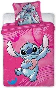 Obliečky Disney Lilo and Stitch ružový do postieľky 135x100cm+40x60cm Faro