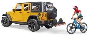 Bruder 2543 jeep Wrangler Rubicon Unlimited s horským bicyklom a cyklistom, 3 ks