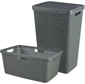 Curver Kôš na špinavú bielizeň Jute 58 l, tm. šedá