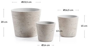 Betónové kvetináče v súprave 3 ks ø 23,5 cm Low – Kave Home