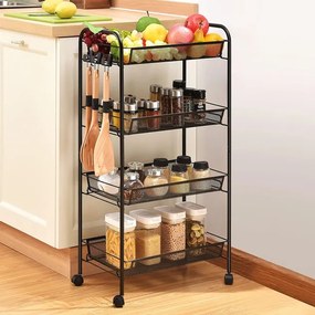 Pojazdný regál OLDEN čierny