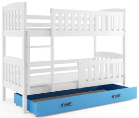 Poschodová posteľ KUBO - 200x90cm - Biela - Modrá