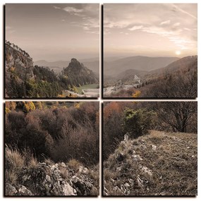 Obraz na plátne - Jesenná krajina pri západe slnka, Slovensko, Vrsatec - štvorec 3260FE (60x60 cm)