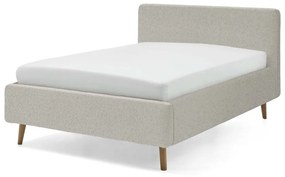 Béžová čalúnená dvojlôžková posteľ s úložným priestorom s roštom 140x200 cm Mattis – Meise Möbel