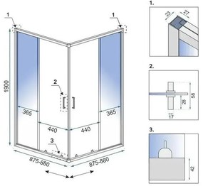Rea City, sprchovací kút s posuvnými dverami 80x80cm, 5/4mm číre sklo, brúsená oceľ profil, REA-K6496
