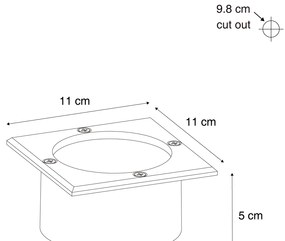 Sada 6 zapustených bodových svietidiel hliníkových štvorcových vrátane LED IP65 solárnych - Terry