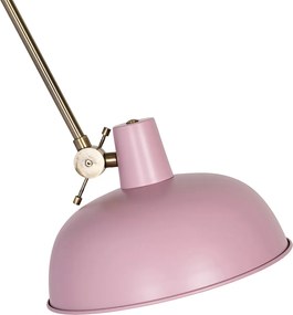 Retro nástenná lampa ružová s bronzom - Milou