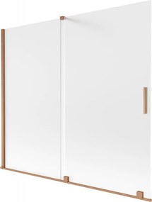 Mexen Velar, 2-krídlová posuvná vaňová zástena 180 x 150 cm, 8mm sklo námraza, medená matná, 896-180-000-31-65