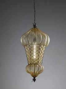 SIRU - Luster na reťazi BABÀ 1xE27/60W/230V pr. 30 cm béžová/hnedá benátske sklo