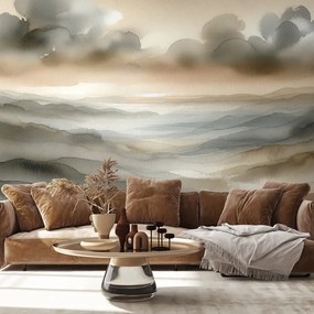 Tapeta akvarelová krajina v hmle