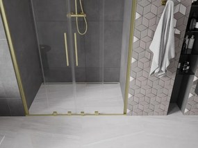 Mexen Velar Duo, posuvné dvere do otvoru 150x200 cm, 8mm číre sklo, zlatá matná, 871-150-000-02-55