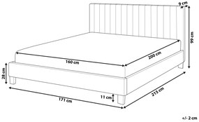 Posteľ z umelej kože 160 x 200 cm sivá POITIERS Beliani