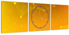 Abstraktný žltý obraz (s hodinami) (90x30 cm)