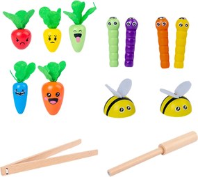 LEAN Toys Drevená hra s mrkvou Žížala Magnet Rybársky prút
