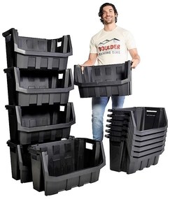 Prosperplast Dielenský úložný box so skosenou hranou HEAVY DUTY, čierny 58x38x34 XL