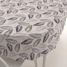 Biante Dekoračný oválny obrus PML-056 Zeleno-čierne listy na béžovom 100x140 cm