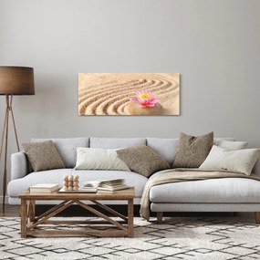 Obraz kameňa s kvetinou na piesku (120x50 cm)