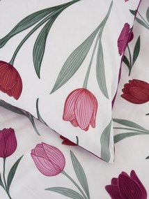 Bavlnená obliečka na vankúš Renforcé 40 × 40 cm - Kvety tulipánov fialovej