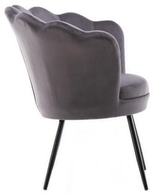 LuxuryForm DESIGN Kreslo FREY VELUR s čiernymi nohami - tmavo šedé