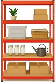 Akcia 3x Regál 180x90x30 cm lakovaný 5-policový, nosnosť 875 kg - červený