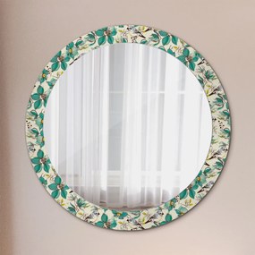 Okrúhle zrkadlo s potlačou Kvety a vtáky fi 80 cm