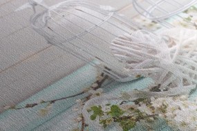 Obraz čerešňová vetvička a biele lucerničky - 120x80
